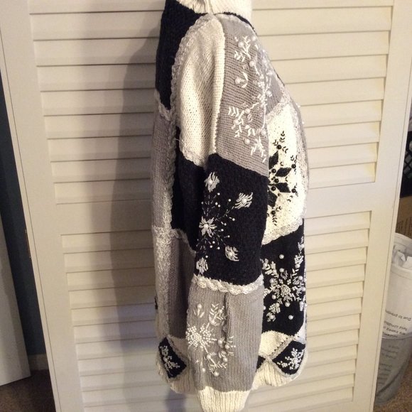 Hand Knitted Vintage Oversize Funnel Neck Sweater - Picture 9 of 16